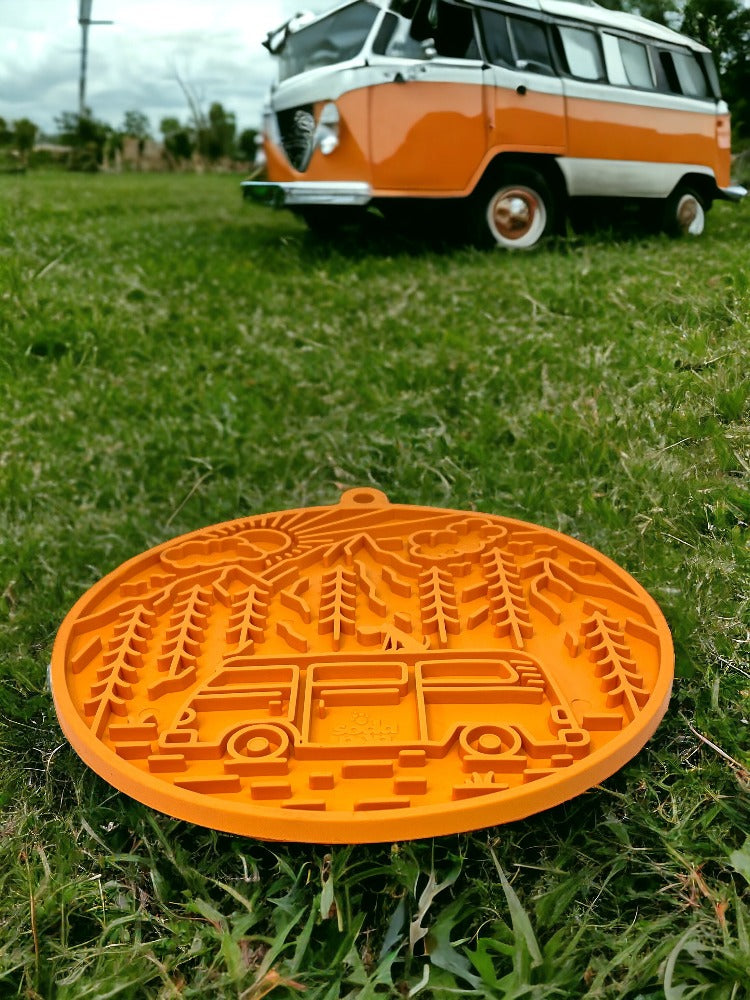 Camp eMat - Enrichment Lick Mat For Dogs and Cats - with Suction Cups | Retro Van Design | USA Made EMAT SodaPup/True Dogs, LLC