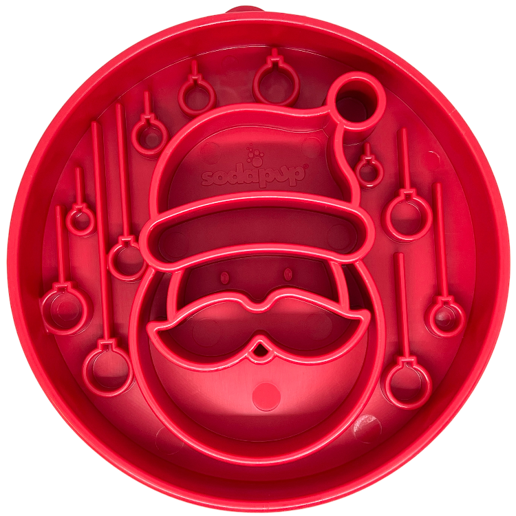 Santa Christmas eBowl Deep Slow Feeder Dog Bowl for Enrichment | USA Made Santa eBowl - red EBOWL SodaPup/True Dogs, LLC