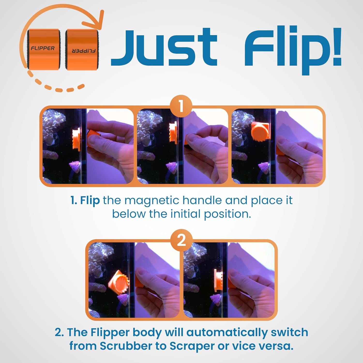 Flipper Pico 2-in-1 Magnetic Aquarium Cleaner Magnet Scrubber Flipper Aquarium Products