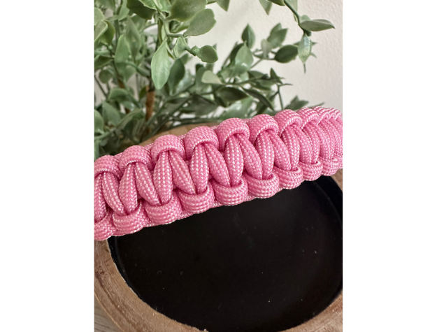 Cobra Braid in Pink & White Stripes - Handmade Dog Collar Handmade Braided Collars Pawsh Pup Co.