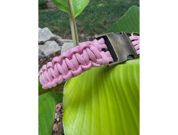 Cobra Braid in Pink & White Stripes - Handmade Dog Collar Handmade Braided Collars Pawsh Pup Co.