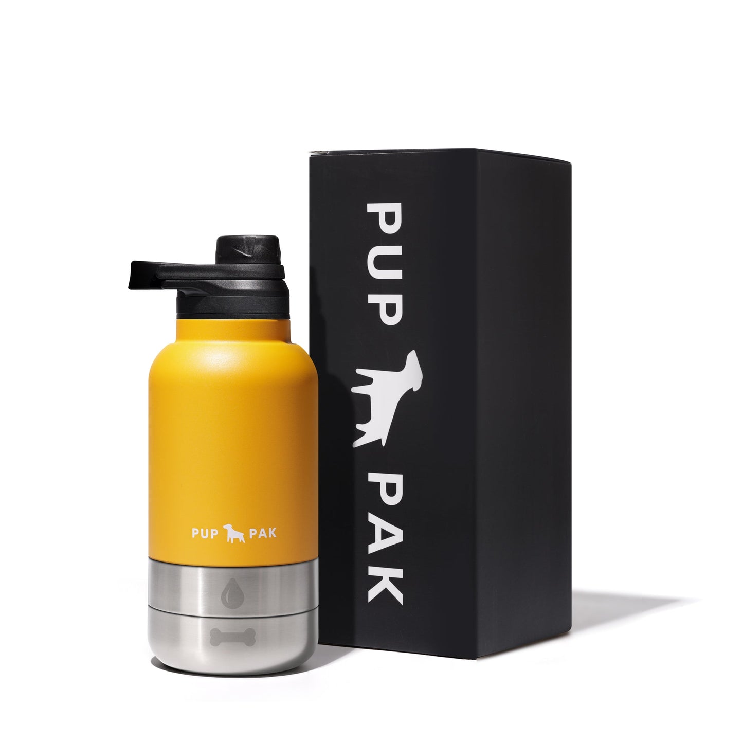 Pup Pak Dog Water Bottle with Detachable Bowls Orange 32oz Pup Pak