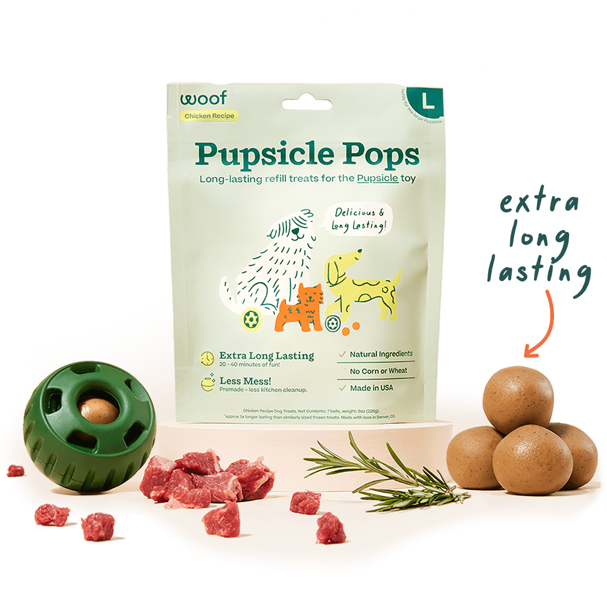 Woof Pupsicle Pops Chicken & Peanut Butter Dog Treats Woof Pet