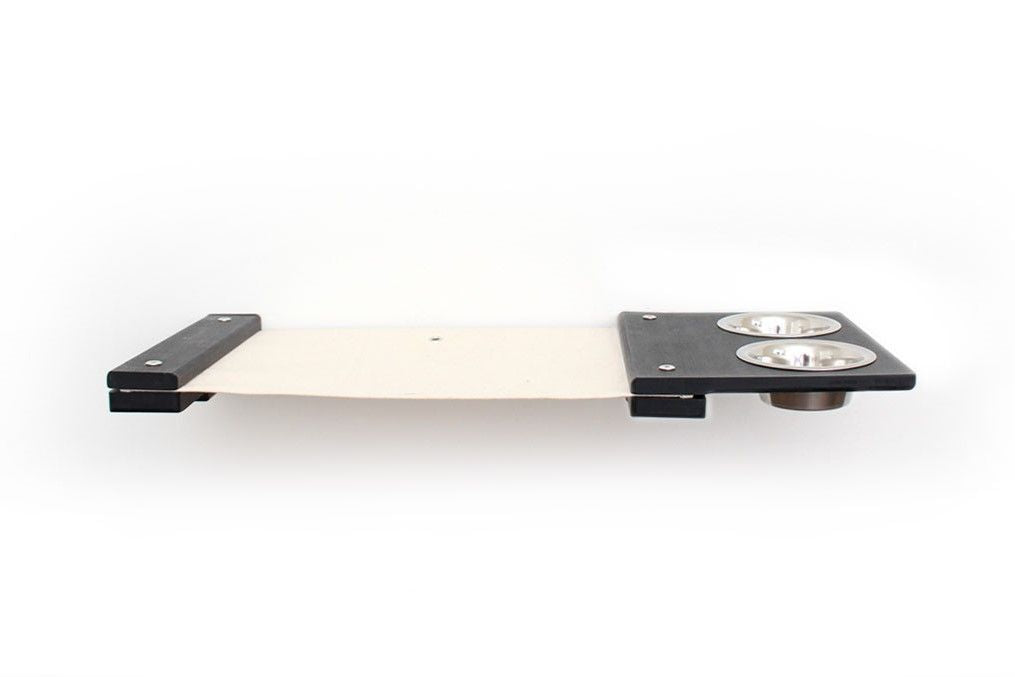 Dog Proof Cat Feeder - Wall-Mounted - Raised Standard Onyx Bamboo Natural Canvas 16" Cat Hammock Catastrophic Creations