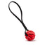 Rubber Spiral Ball with Biothane Handle 2" Red Black Dog Toys Dogline