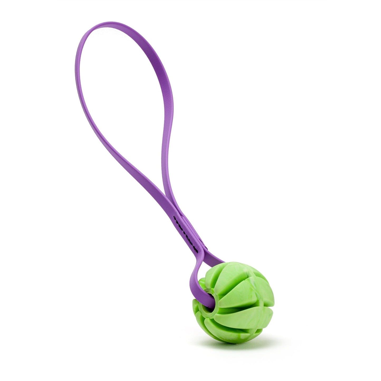 Rubber Spiral Ball with Biothane Handle 2" Green Amethyst Purple Dog Toys Dogline