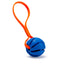 Rubber Spiral Ball with Biothane Handle 2.75" Blue Hunter Orange Dog Toys Dogline