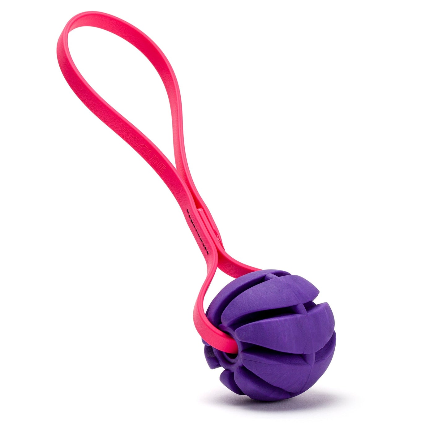 Rubber Spiral Ball with Biothane Handle 2.75" Purple Passionfruit Pink Dog Toys Dogline