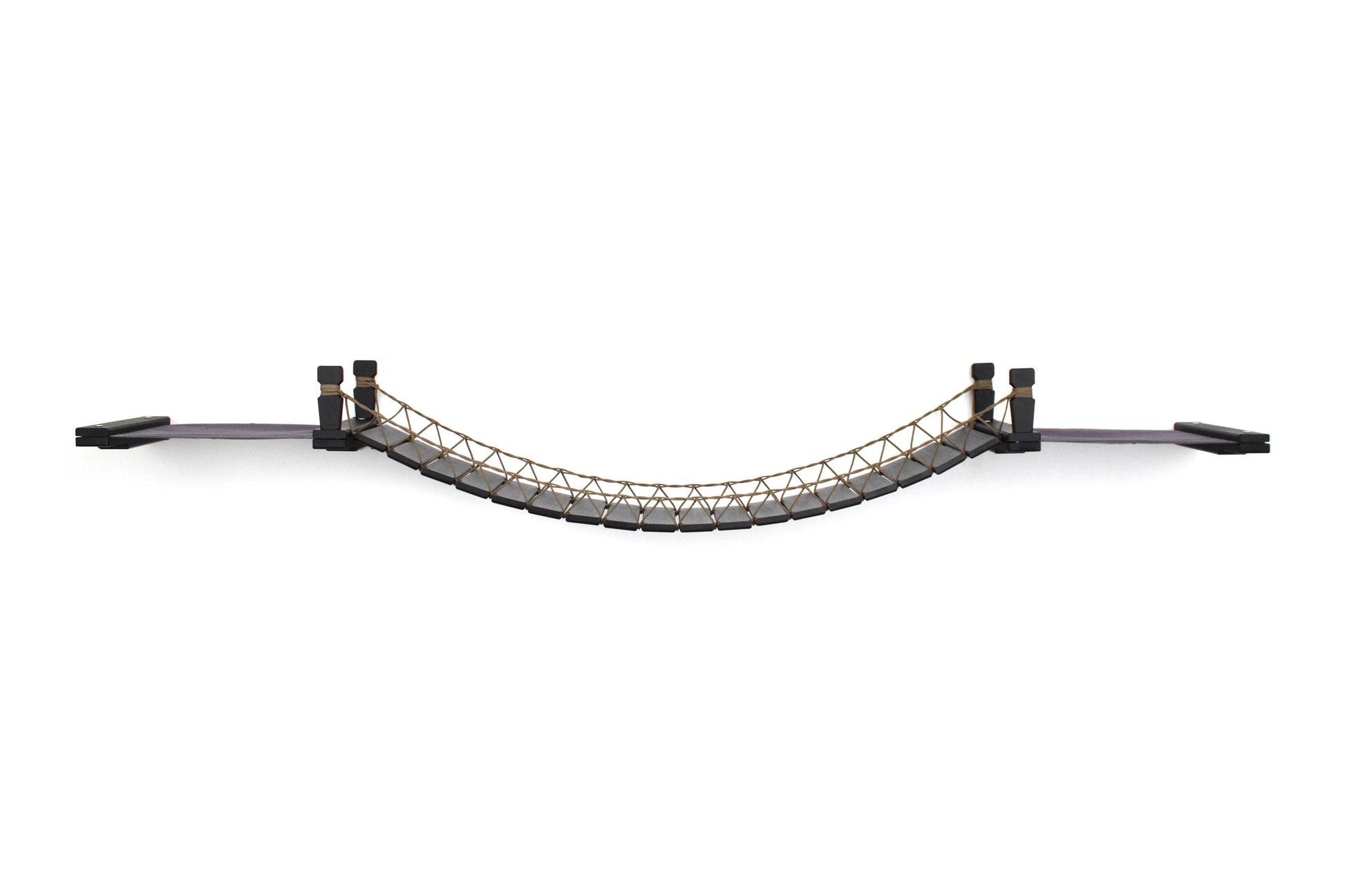 Double Cat Hammock and Climbing Bridge Combo Onyx Bamboo Charcoal Gray Canvas 50" Cat Bridge Catastrophic Creations