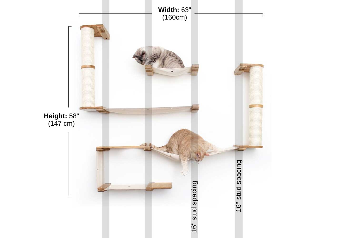 The Roman - A Wall Mounted Cat Scratcher Tree Cat Condo Catastrophic Creations