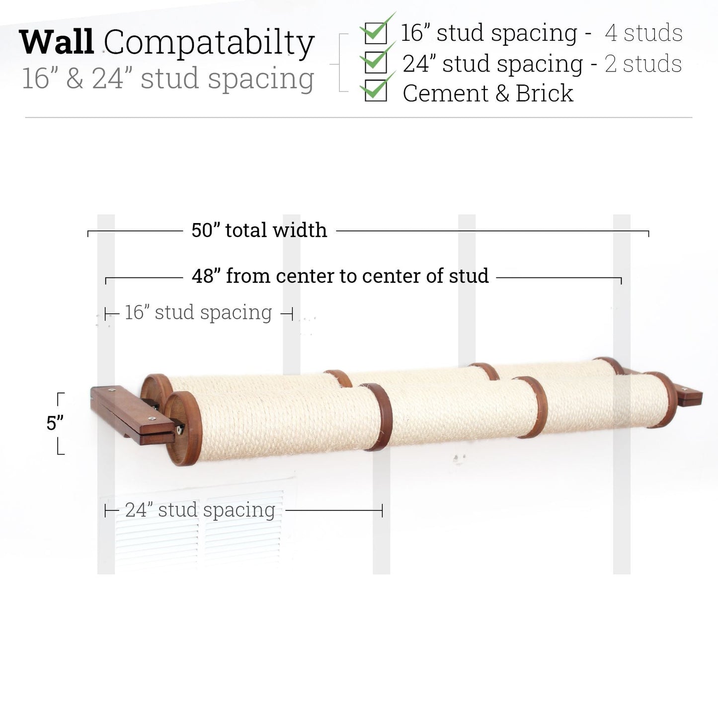 Horizontal Scratching Post for Cats English Chestnut Bamboo 3-Tier Double Cat Scratcher Catastrophic Creations