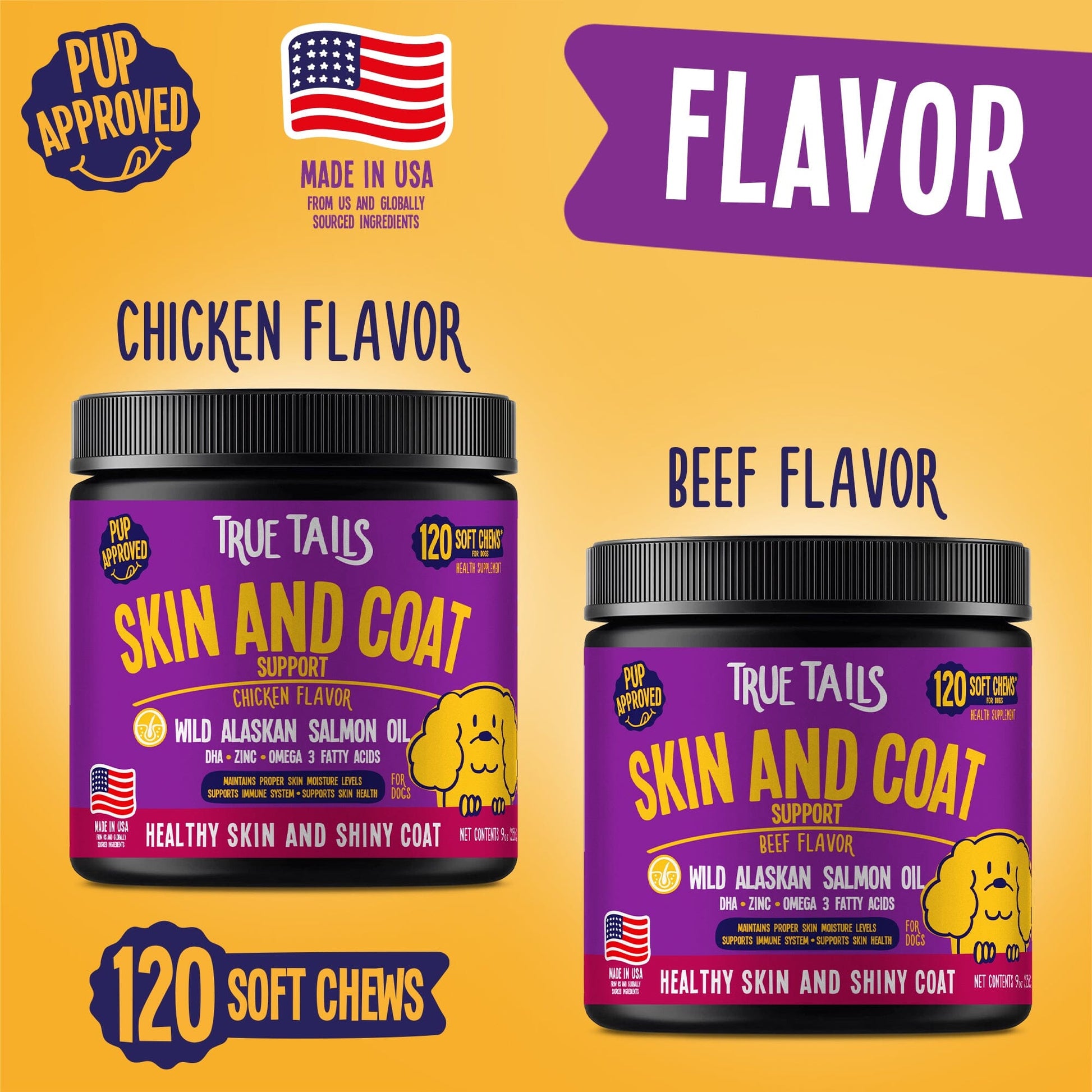 Skin and Coat Support For Dogs 9oz Jar (120 count) Dog Soft Chews Dogline