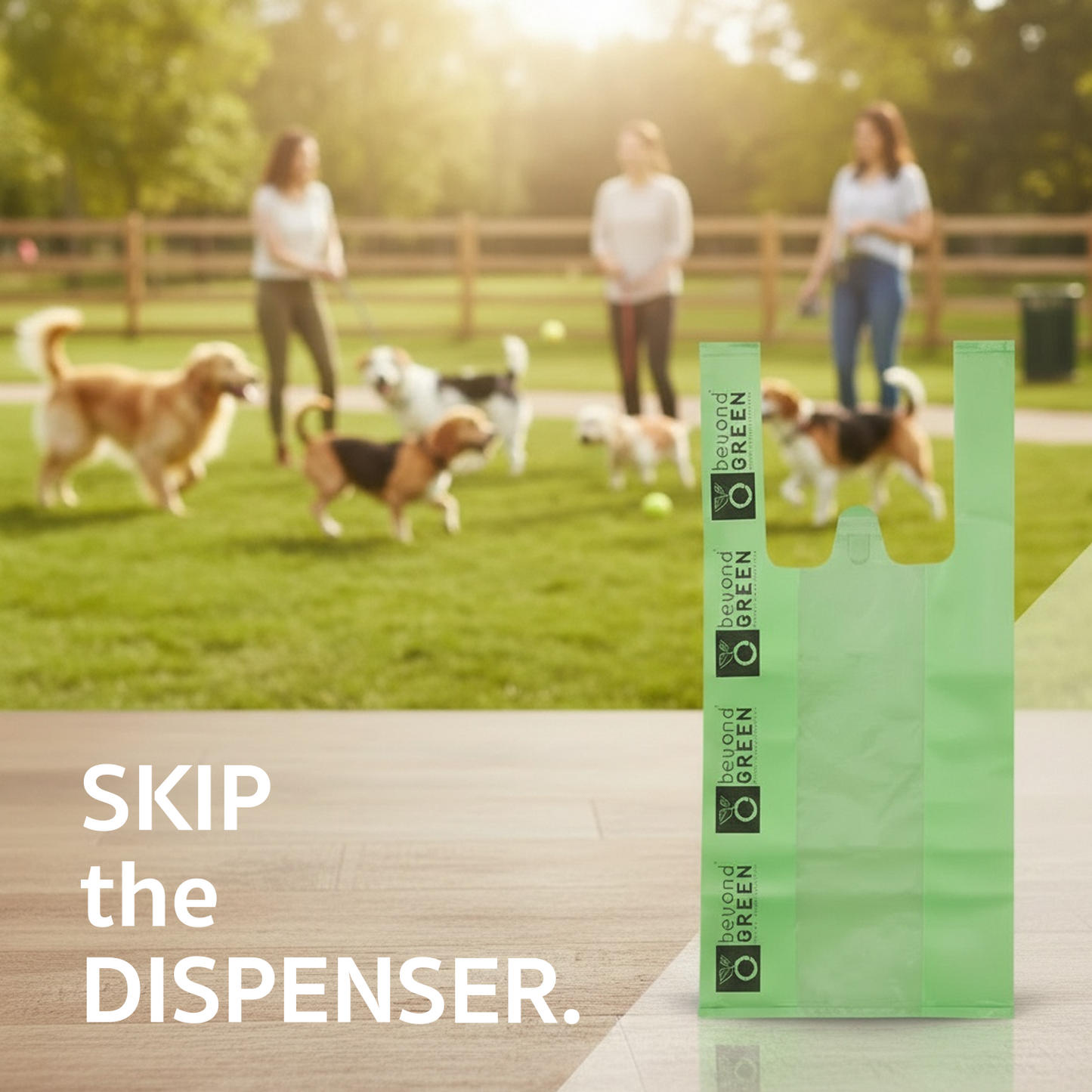 Green Dog Waste Bags – 8" x 16" with 5" Gusset & Handles – Made in USA Dog Waste Bags beyondGREEN biotech™