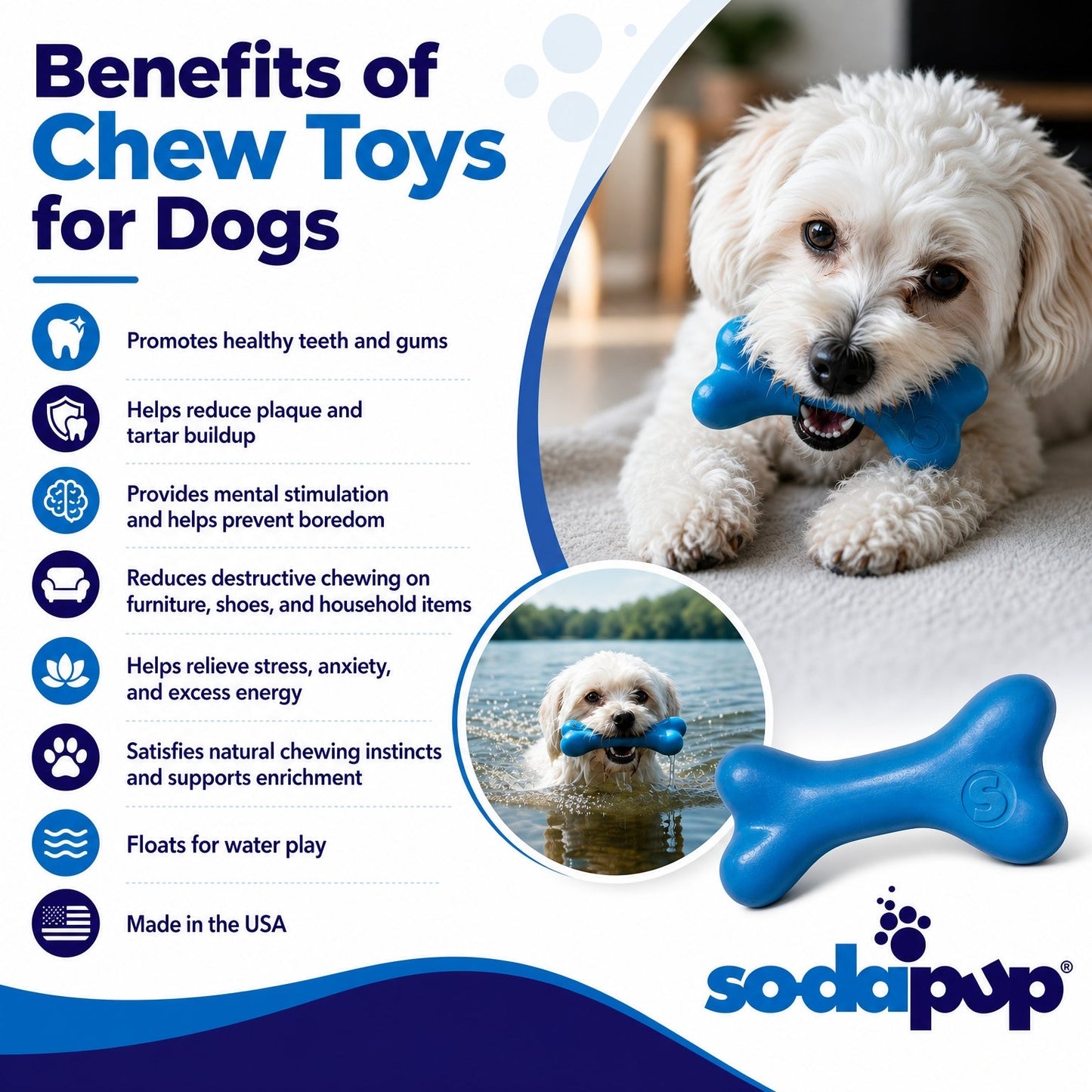 PUP-X Rubber Bone Dog Toy - Durable, Floats, Chew Toy for Large Dogs | USA Rubber Dog Toys SodaPup/True Dogs, LLC