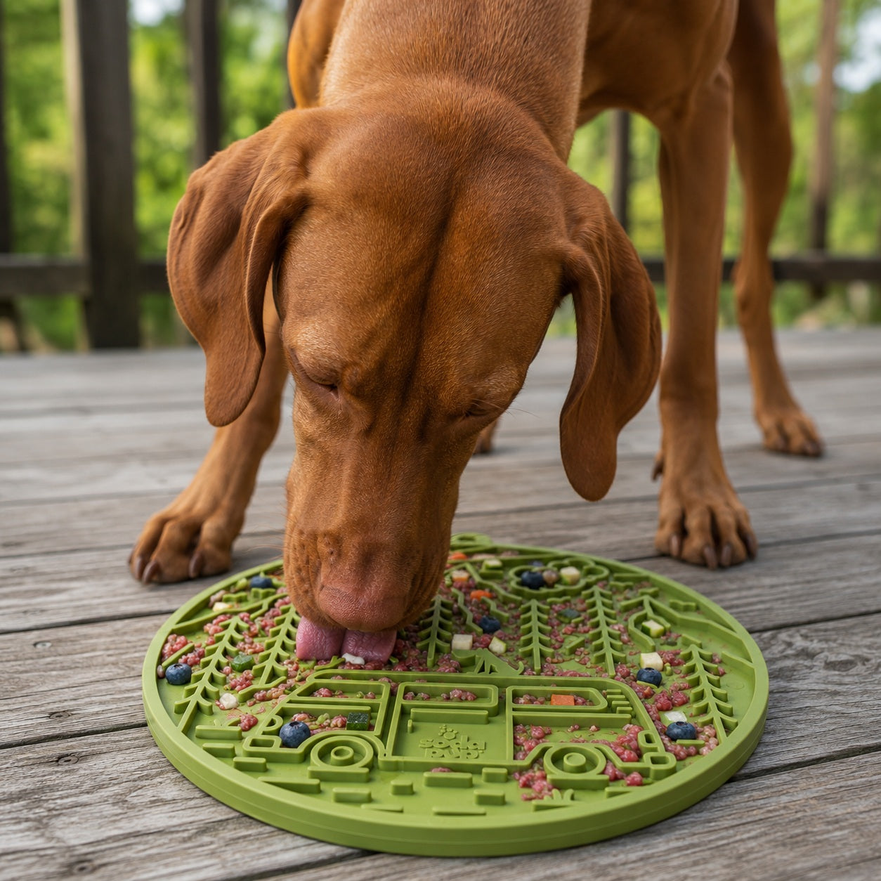 Camp eMat - Enrichment Lick Mat For Dogs and Cats - with Suction Cups | Retro Van Design | USA Made EMAT SodaPup/True Dogs, LLC