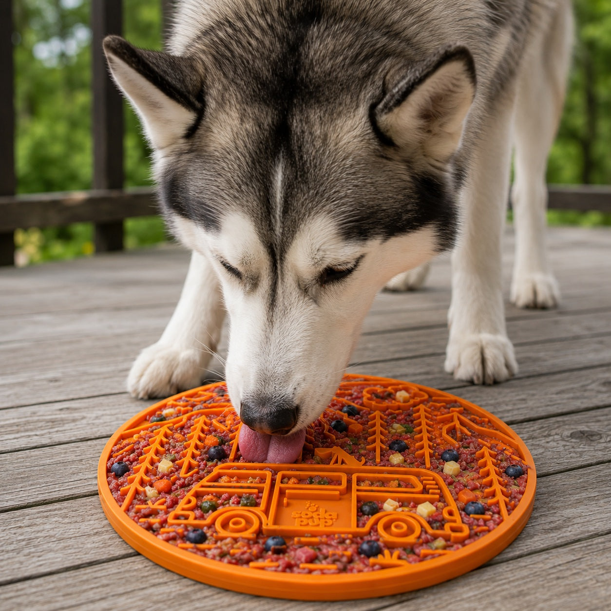 Camp eMat - Enrichment Lick Mat For Dogs and Cats - with Suction Cups | Retro Van Design | USA Made EMAT SodaPup/True Dogs, LLC