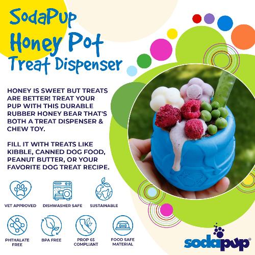 Honey Pot Dog eCup Treat Dispenser | Durable PUP-X Rubber Enrichment Toy | USA Made Rubber Dog Toys SodaPup/True Dogs, LLC