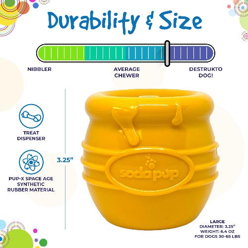 Honey Pot Dog eCup Treat Dispenser | Durable PUP-X Rubber Enrichment Toy | USA Made Rubber Dog Toys SodaPup/True Dogs, LLC