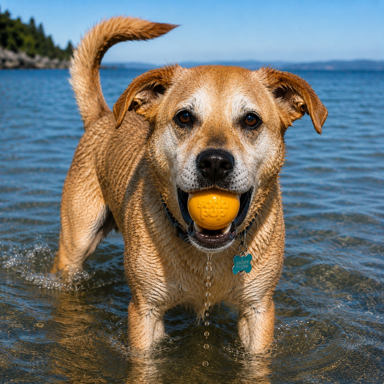 Squeak Ball - Durable Squeaky Dog Toy, Floats, Chew Toy | USA Made Rubber Dog Toys SodaPup/True Dogs, LLC