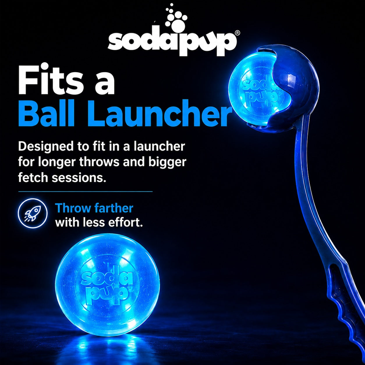 Strobe Ball Light-Up Dog Toy - Durable Floating Chew Ball | Made in USA Rubber Dog Toys SodaPup/True Dogs, LLC