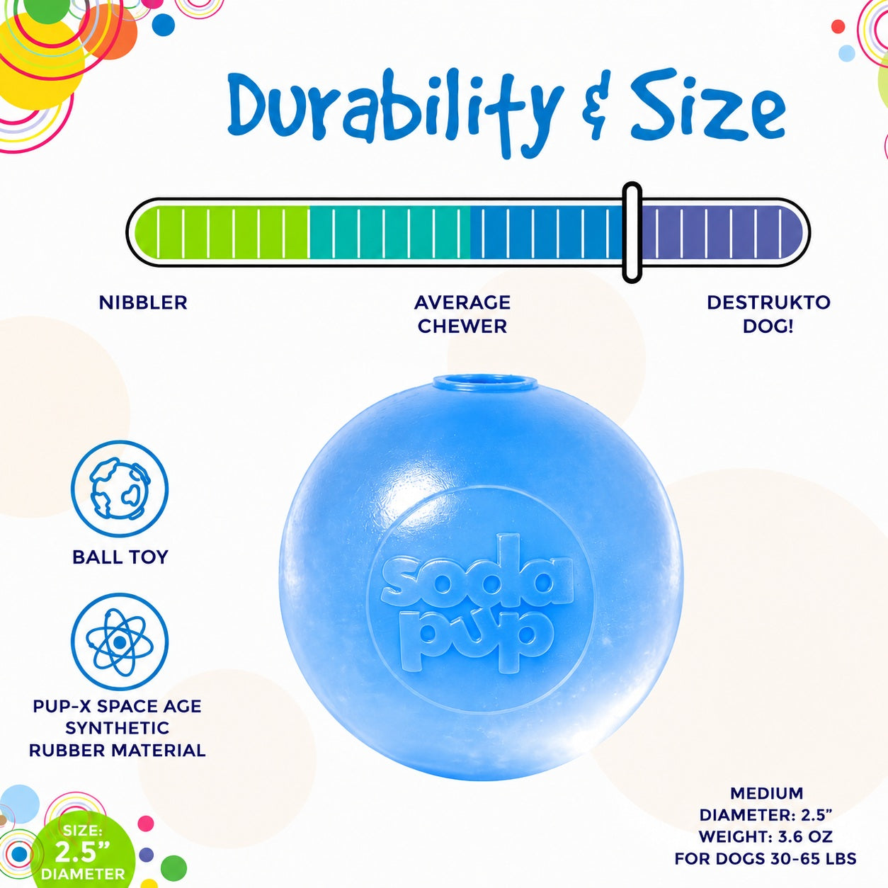 Strobe Ball Light-Up Dog Toy - Durable Floating Chew Ball | Made in USA Rubber Dog Toys SodaPup/True Dogs, LLC