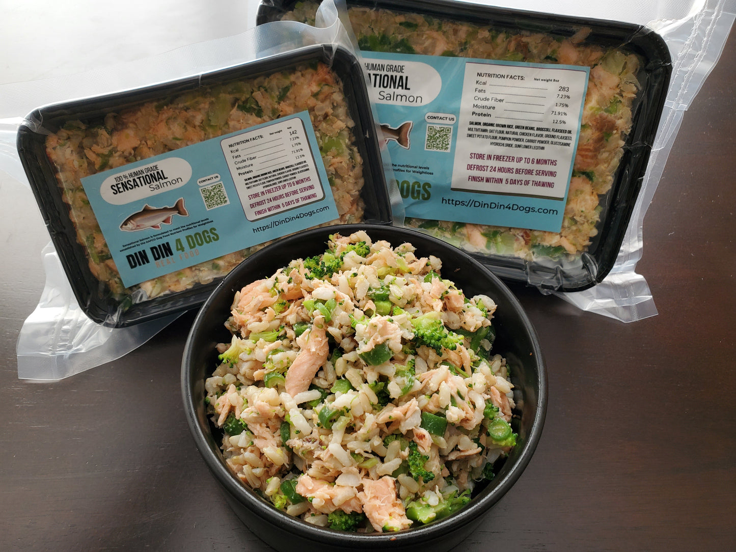 ⭐ SAMPLER - Sensational Salmon 8 Pack Dog Food Din Din 4 Dogs