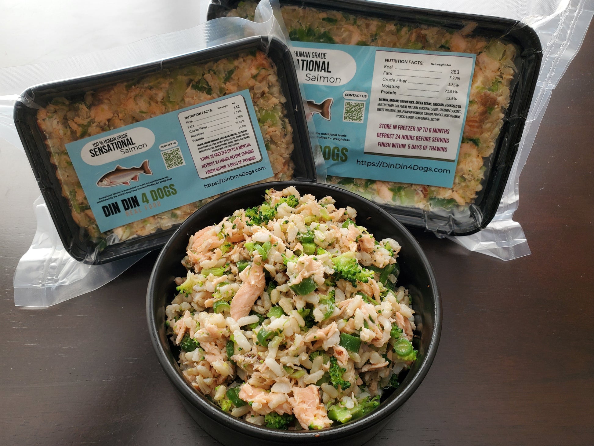 ⭐ SAMPLER - Sensational Salmon 8 Pack Dog Food Din Din 4 Dogs