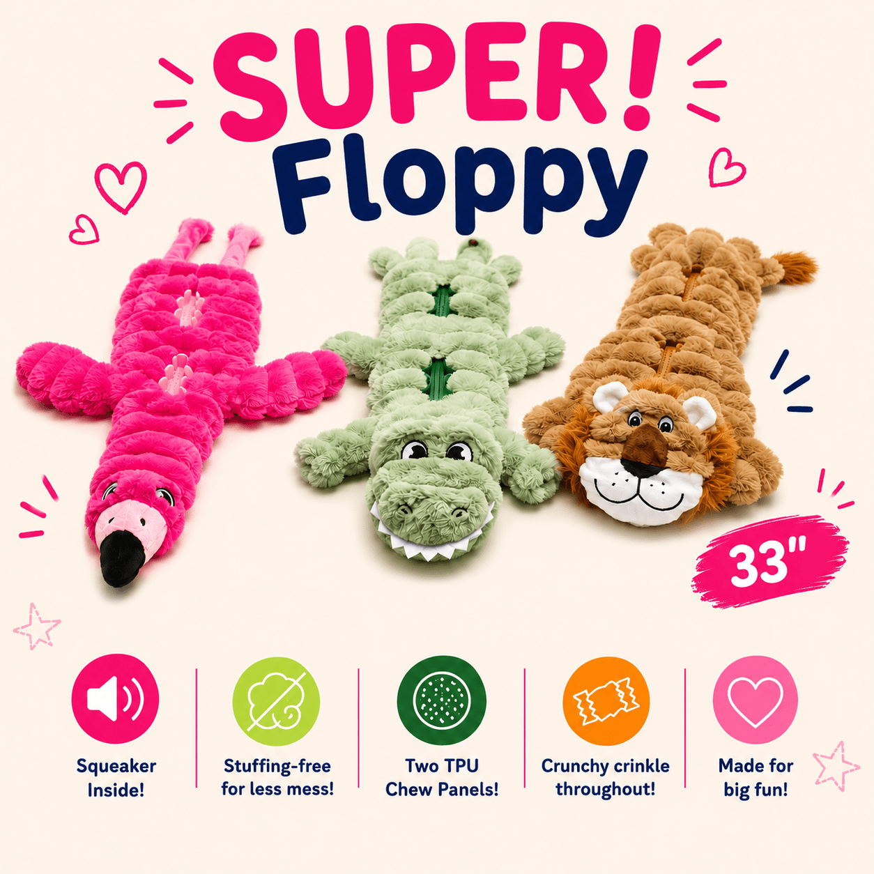 33" SUPER! Floppy Dog Toy Dog Toys Dogline