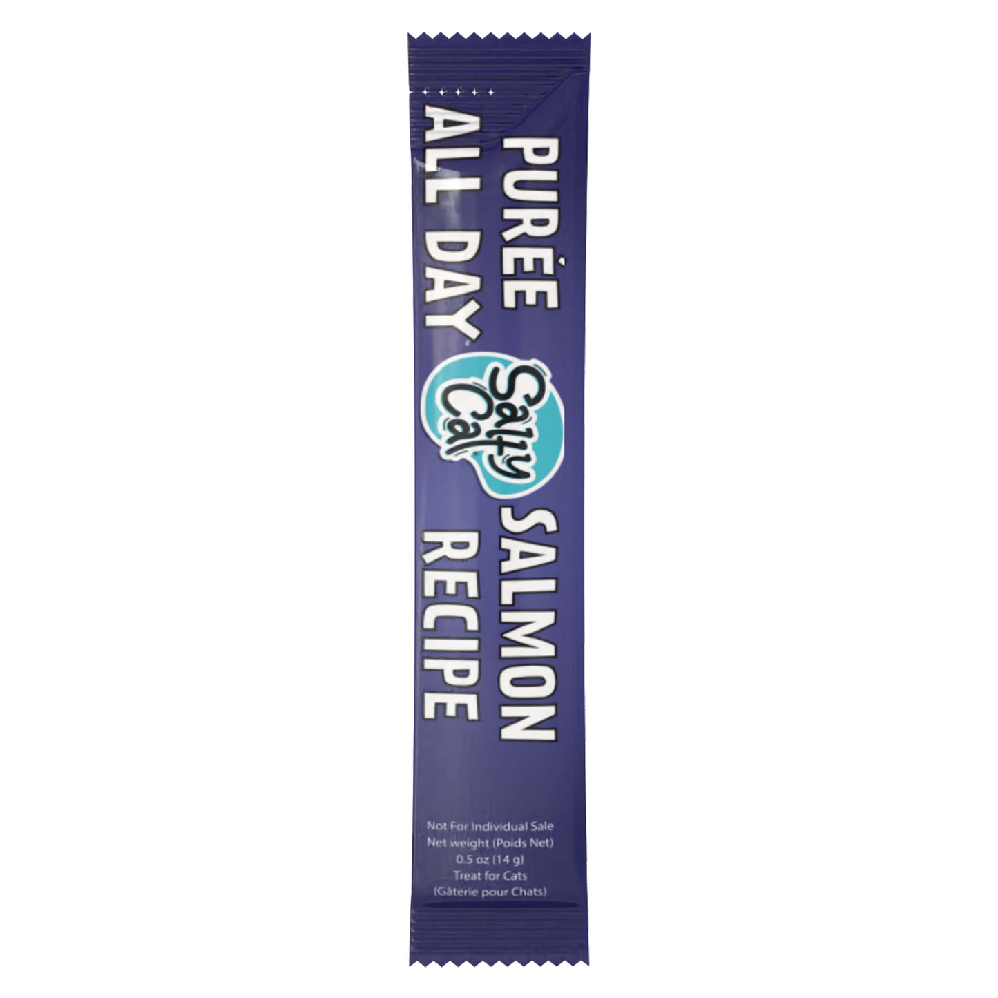 Salty Cat Purée All Day Everyday Tube Treat - Salmon - 4 Pack Cat Treats and Catnip salty cat