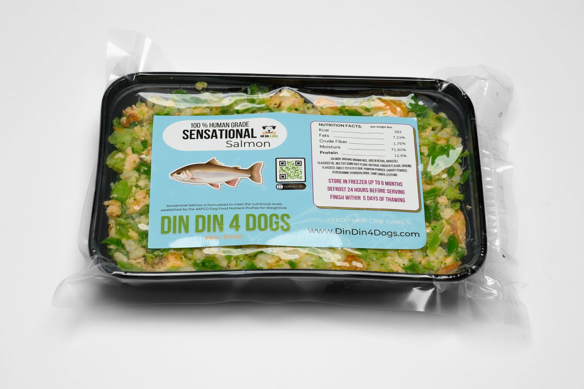 Sensational Salmon - case includes 24, 8oz meals Dog Food Din Din 4 Dogs