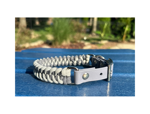 Fishtail Hand Braided Dog Collar in Graphite & Smoke Handmade Braided Collars Pawsh Pup Co.