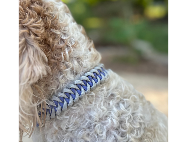 Fishtail Hand Braided Dog Collar in Lavender & Smoke Handmade Braided Collars Pawsh Pup Co.