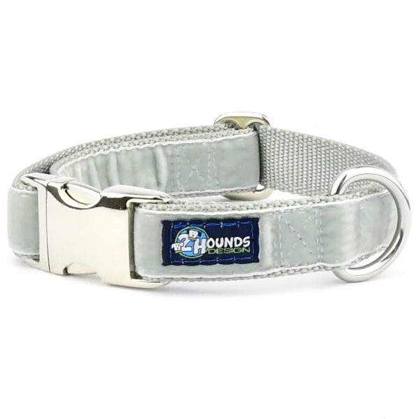 Silver Velvet Essential Dog Collar 1 inch wide 2 Hounds Design
