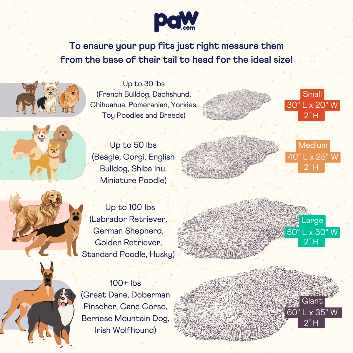 PupRug by Paw.com® Faux Fur Orthopedic Dog Bed - Curve Brown Dog Beds Paw