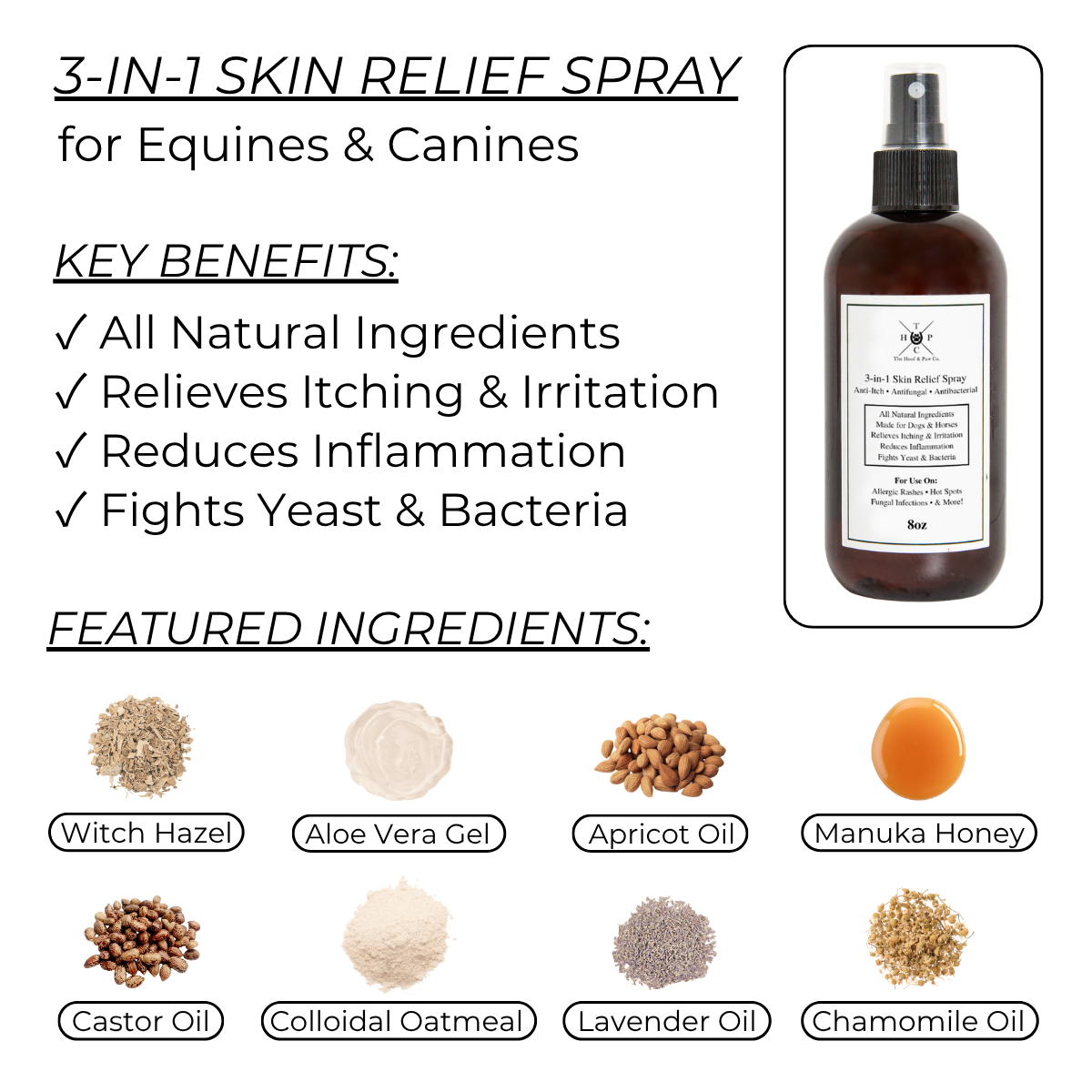 3-in-1 Skin Relief Spray for Dogs & Horses The Hoof & Paw Co.