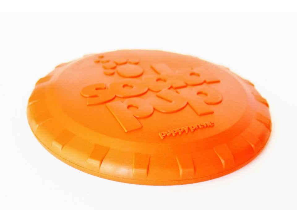 Bottle Top Flyer Rubber Frisbee for Dogs | Orange | Vet Approved | USA Made Rubber Dog Toys SodaPup/True Dogs, LLC