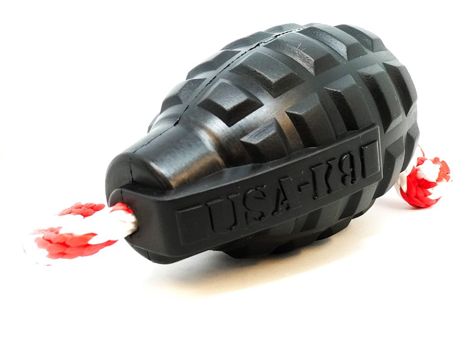 USA-K9 Magnum Grenade - Black Magnum Rubber Chew Toy for Extreme Chewers | USA Made Rubber Dog Toys SodaPup/True Dogs, LLC