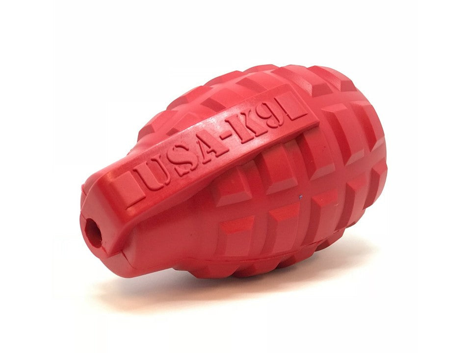 USA-K9 Grenade Rubber Dog Chew Toy | K9 Handler eDispenser Toy | Red & Blue | USA Made Rubber Dog Toys SodaPup/True Dogs, LLC