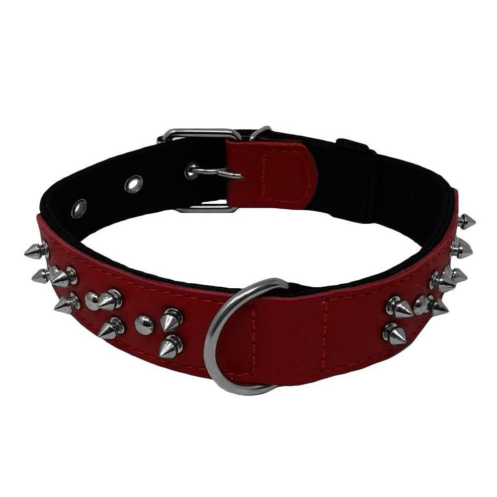Leather + Nylon Spiked Dog Collar Dog Collars Dogline