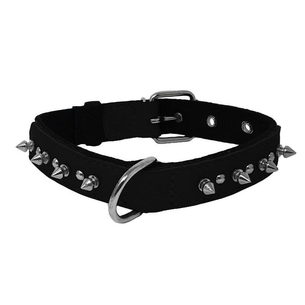 Leather + Nylon Spiked Dog Collar Dog Collars Dogline