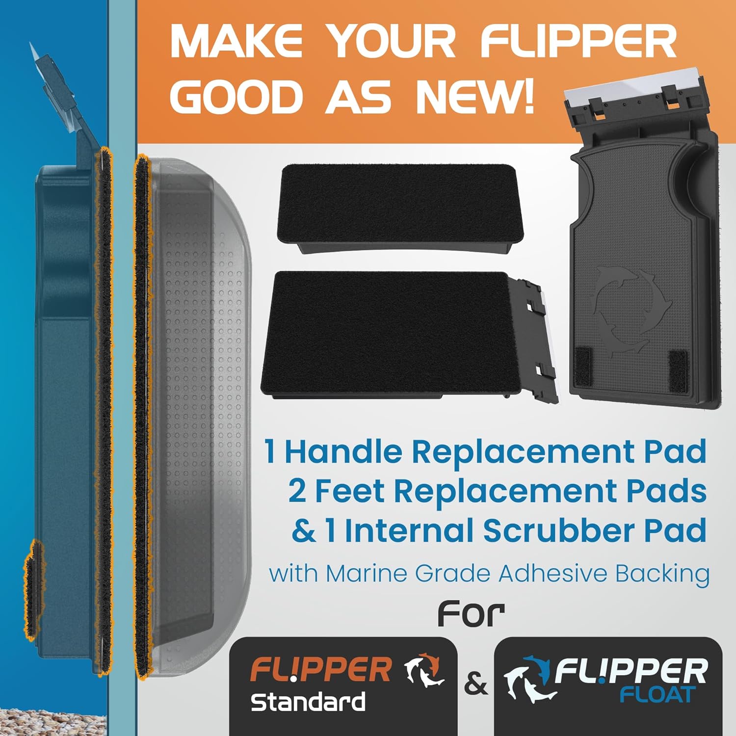Flipper Standard Universal Maintenance Kit Replacement Blades Flipper Aquarium Products