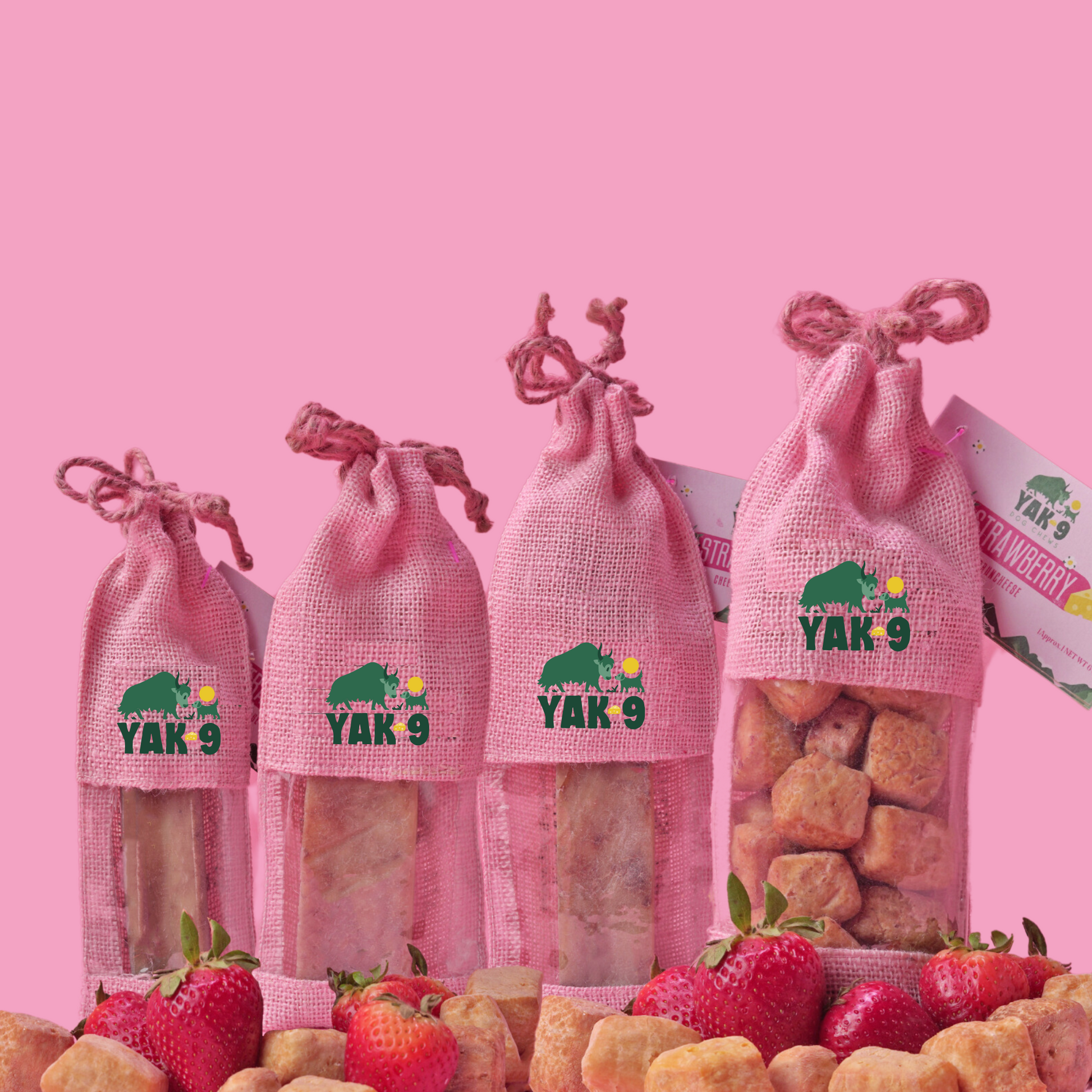 Strawberry Cheese Chews for Dogs STRAWBERRY YAK CHEESE CHEWS Yak9 Chews