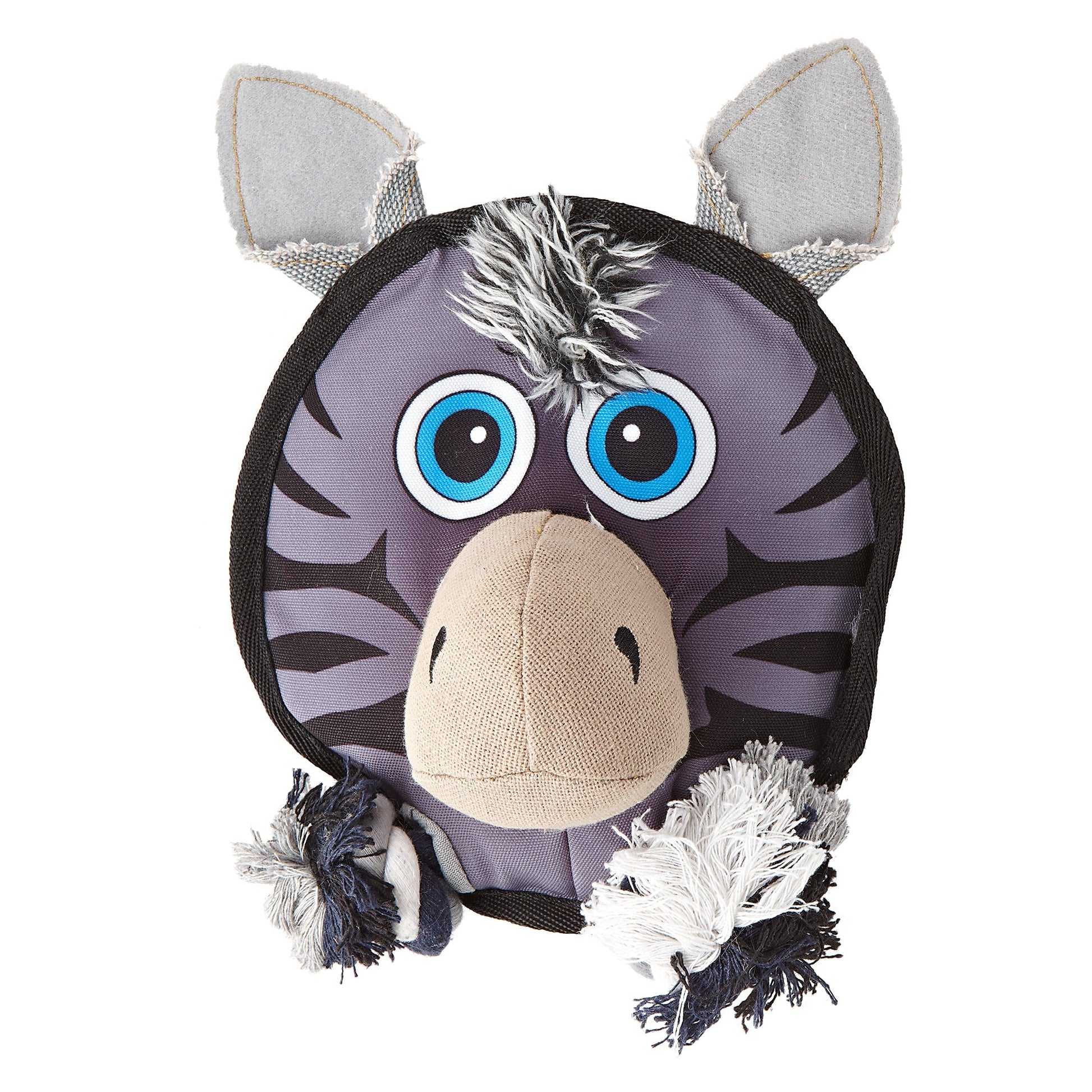 Squeaky Dog Toy Collection 8" Round Zebra-Squeak & Rope Dog Toys Dogline
