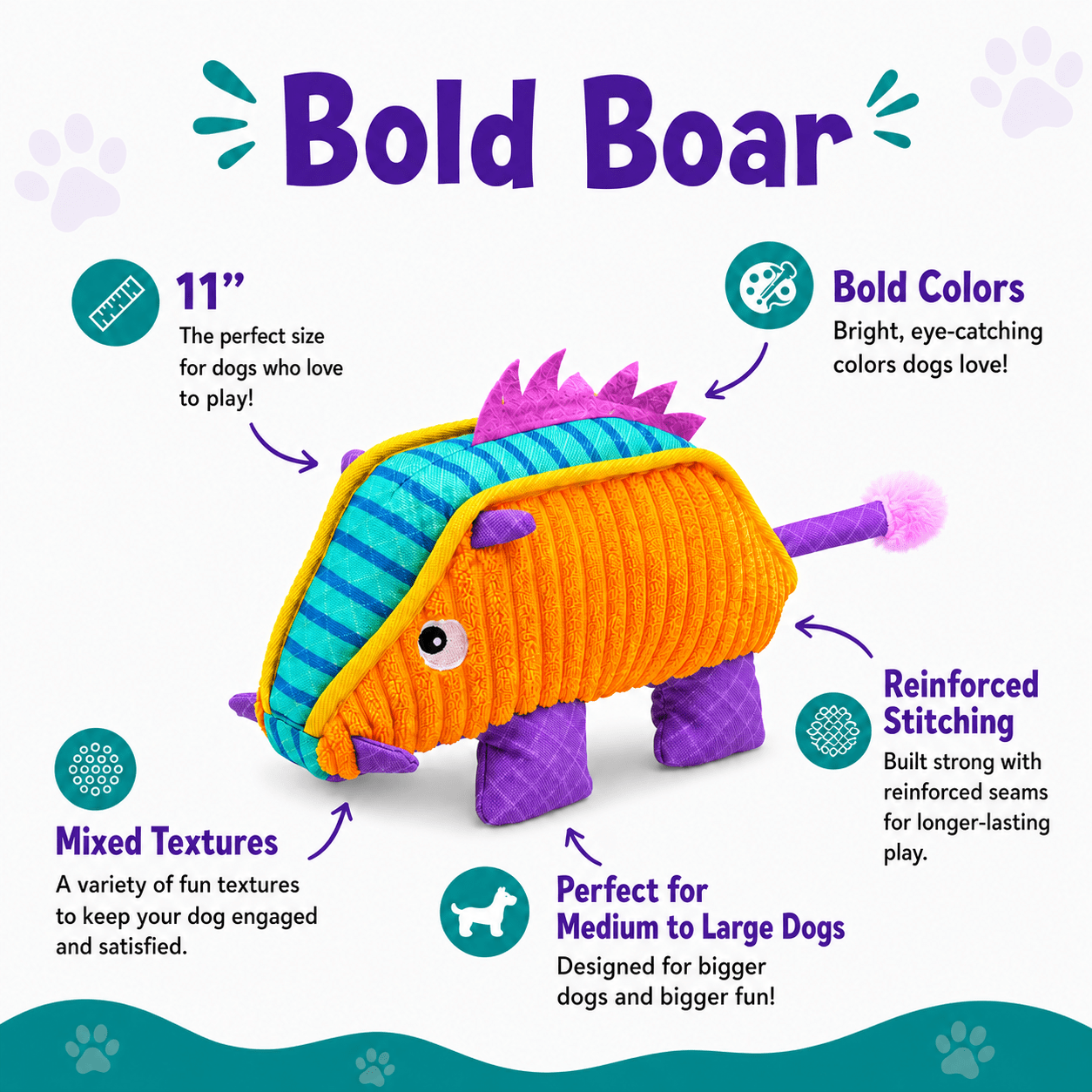 Bold Buddies Dog Toy Collection 11" Bold Boar Dog Toys Dogline