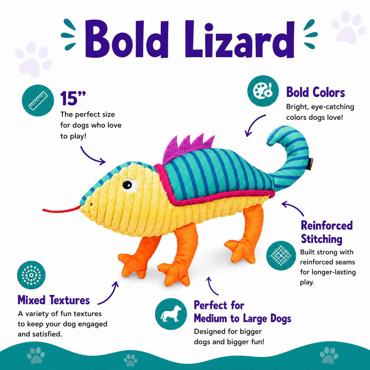 Bold Buddies Dog Toy Collection 13" Bold Lizard Dog Toys Dogline
