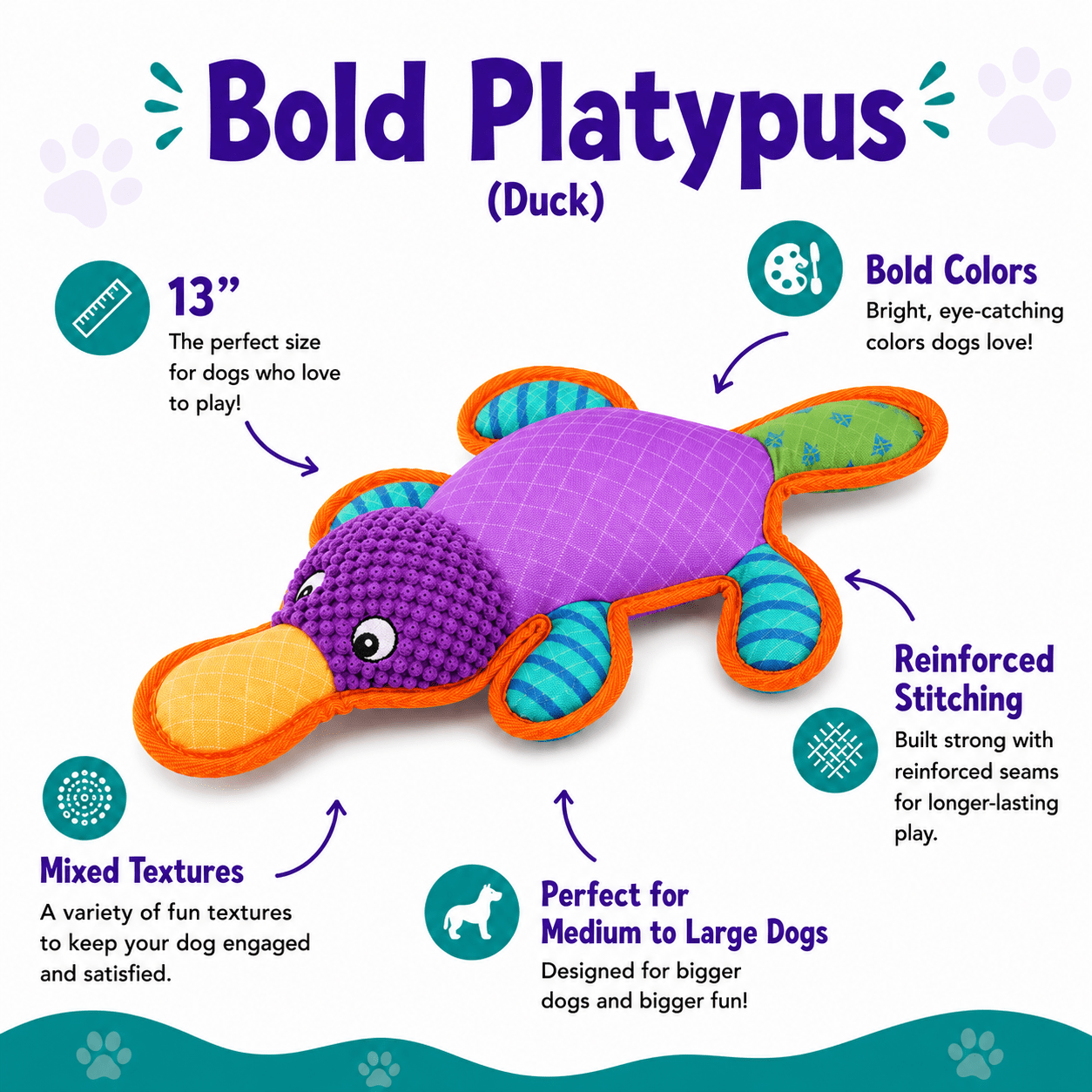 Bold Buddies Dog Toy Collection 15" Bold Platypus Dog Toys Dogline