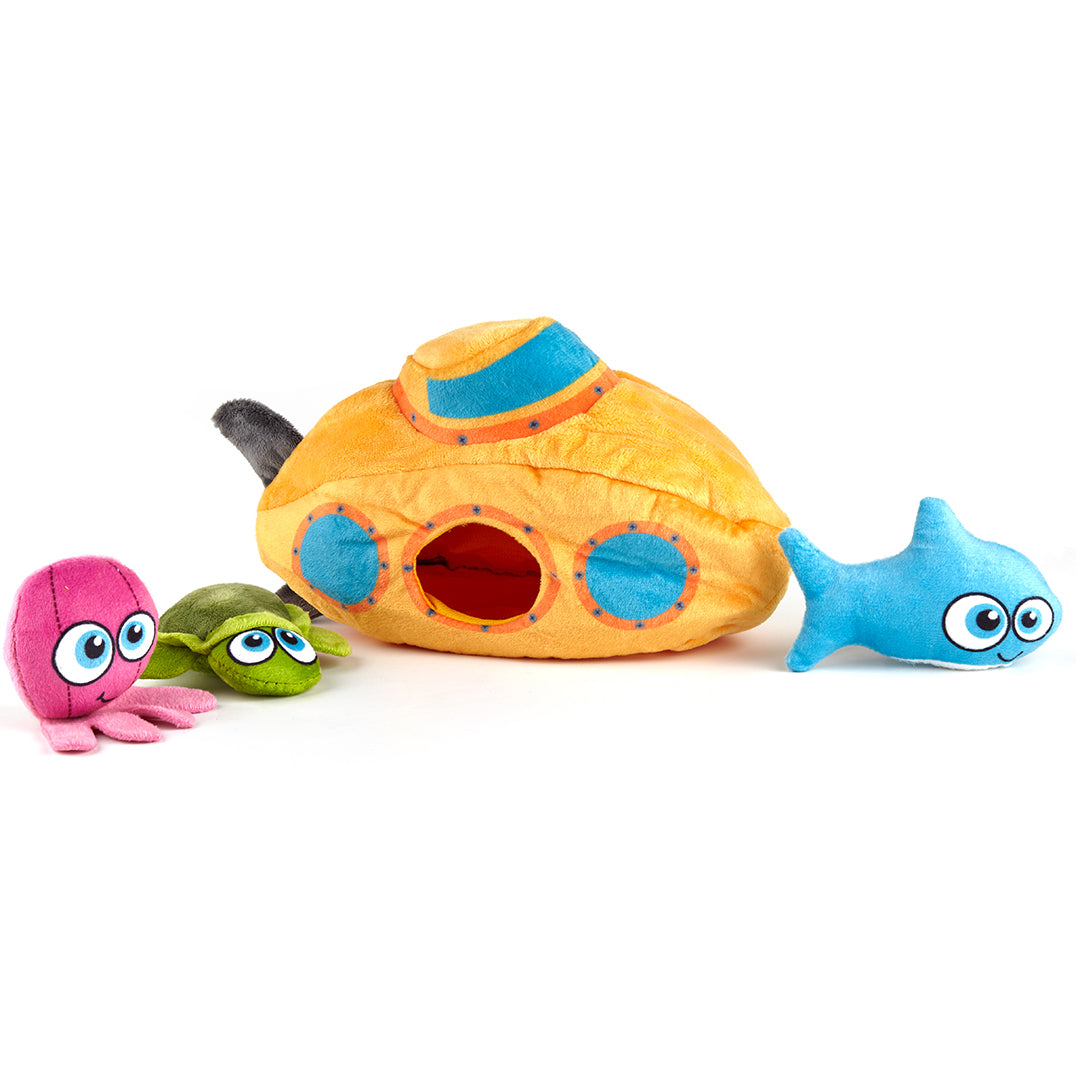 Interactive Toy Collection with a Surprise Inside Submarine - 4pc Toy Set Dog Toys Dogline