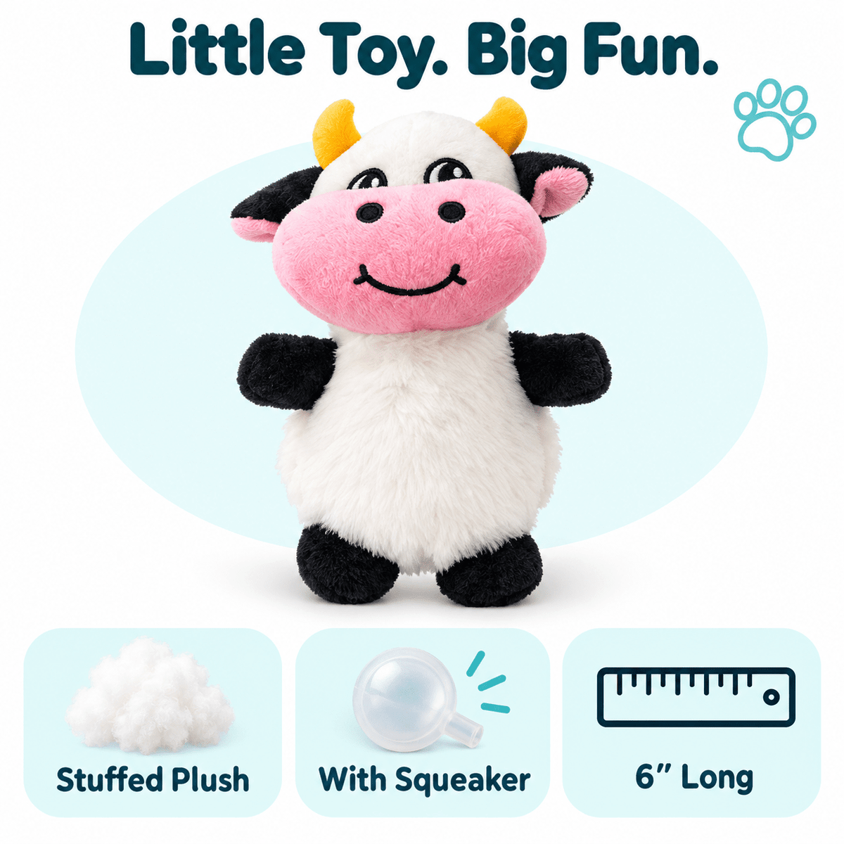 6" Cow Mini Dog Toy Dog Toys Dogline