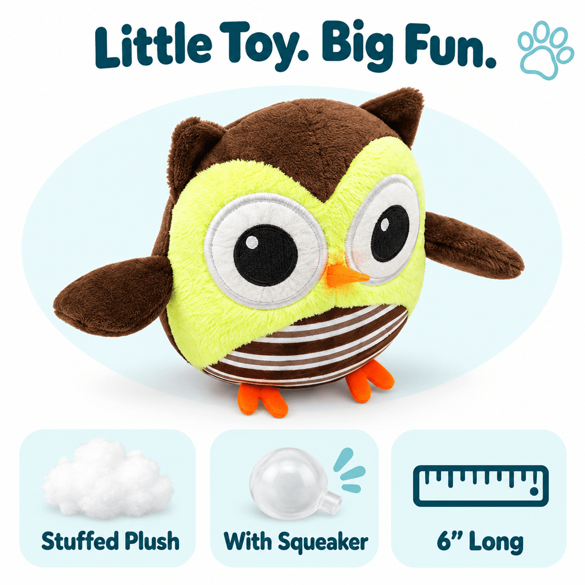 6" Owl Mini Dog Toy Dog Toys Dogline