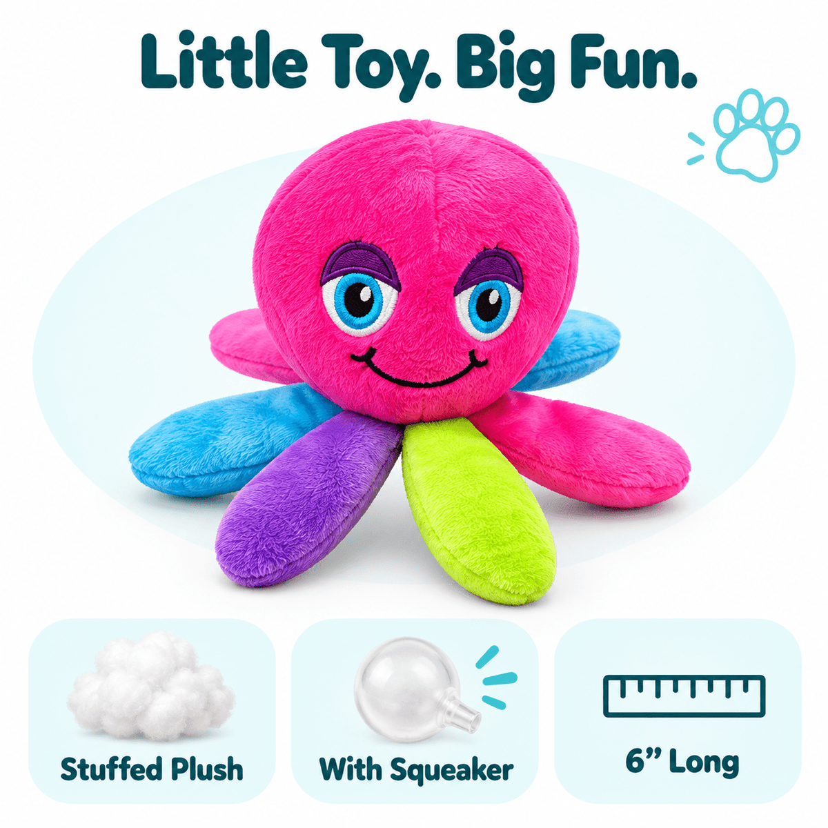 6" Octopus Mini Dog Toy Dog Toys Dogline